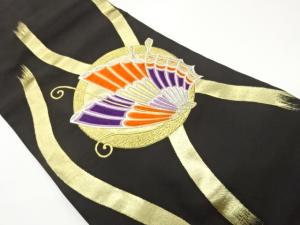 立涌に丸文・蝶模様織出し名古屋帯